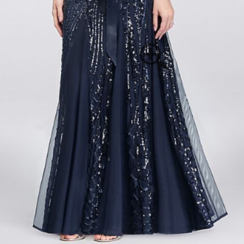 Navy Long R & M Richards Dress 18w